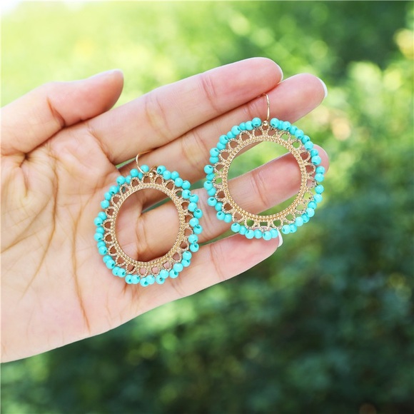 Boho Beauty Beaded Circular Statement Earrings - Picture 2 of 5